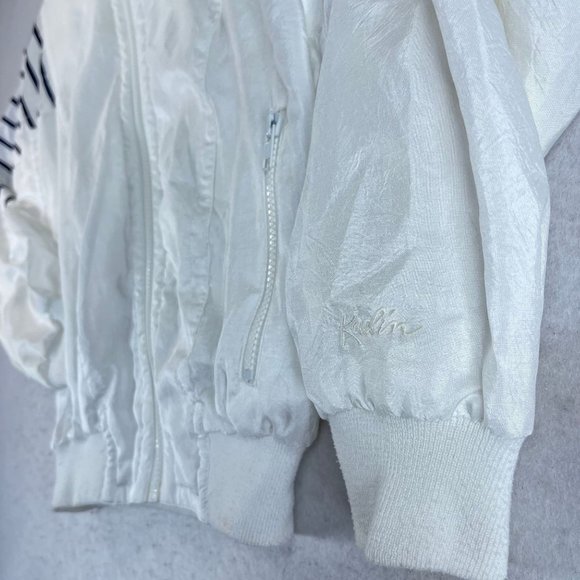 Vintage KAELIN Women XS White Striped Embroidered Nautical Crest 80s Windbreaker - Picture 6 of 10